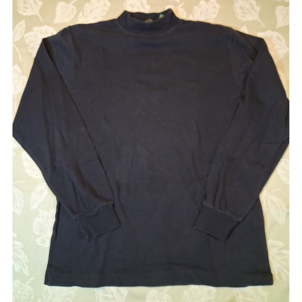 Croft & Barrow Mens Navy Blue Mock Neck Long Sleeve 100% Cotton Shirt Size M